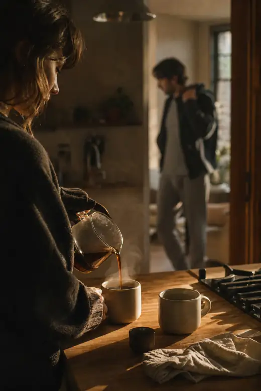Dos personas juntas en una habitación, cada una en lo suyo, con la familiaridad de quien ya no se mira.